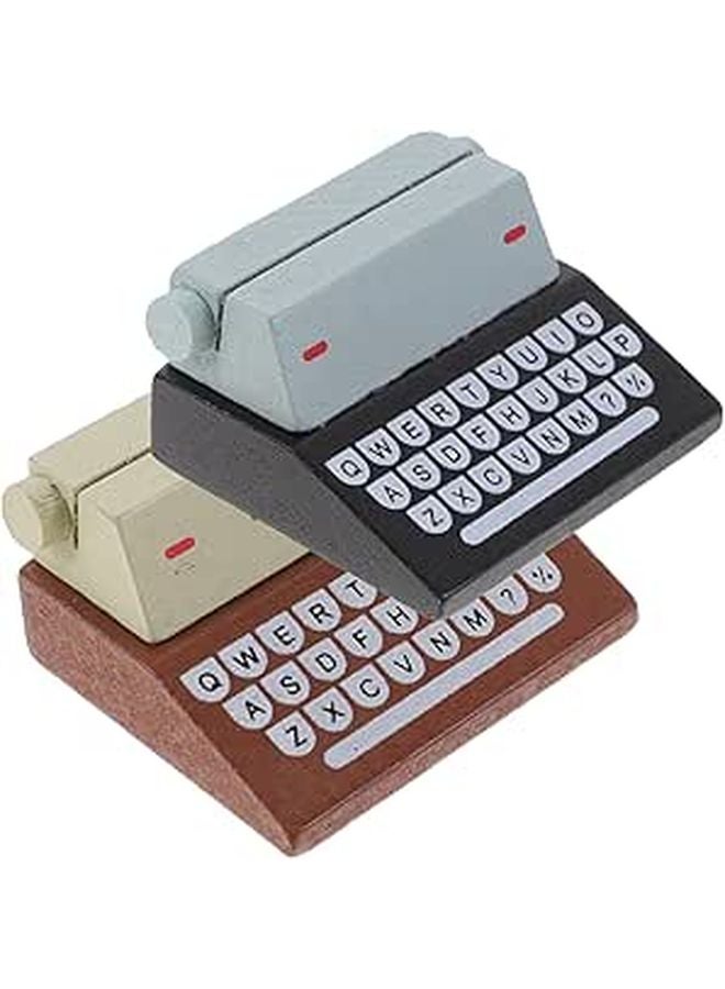 Vintage Mini Typewriter Memo Clips 2pcs With Wooden Base For Office Home Organization - Image 1