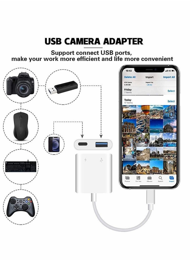 SYOSI - Suitable for Iphone/Ipad Usb Adapter, Otg Adapter, Usb Camera Adapter, Plug And Play, With Fast Charging Port, Compatible With Card Reader/Usb Flash Drive/Keyboard/Mouse - Image 1