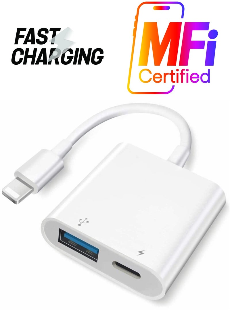SYOSI - Suitable for Iphone/Ipad Usb Adapter, Otg Adapter, Usb Camera Adapter, Plug And Play, With Fast Charging Port, Compatible With Card Reader/Usb Flash Drive/Keyboard/Mouse - Image 1