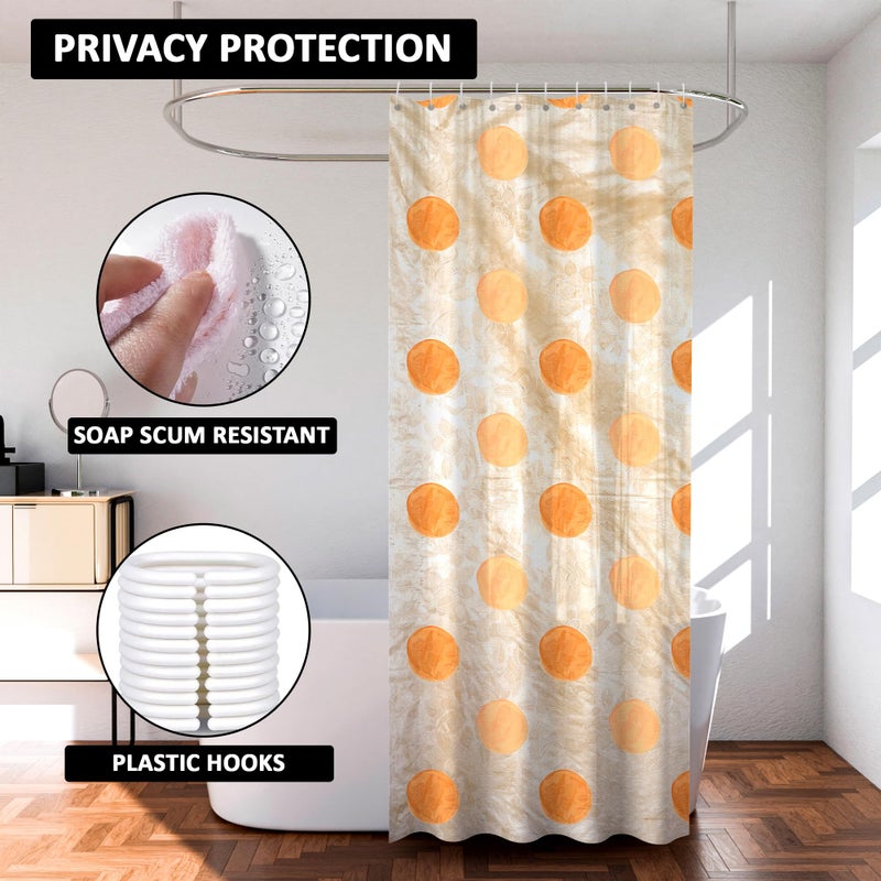Kuber Industries (Pack of 4) Shower Curtain | 7 Feet | PVC Waterproof Window Curtain | Bathroom Shower Curtain | AC Curtains | Curtains for Bathtub | 8 Rings Curtain | Dot Painting | Golden - Image 4