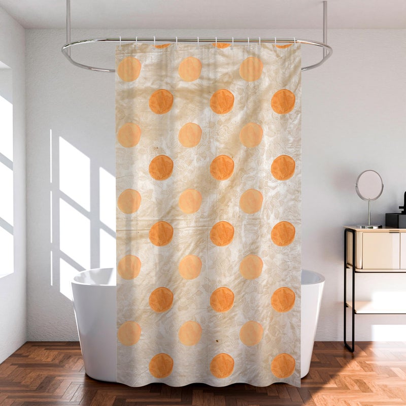 Kuber Industries (Pack of 4) Shower Curtain | 7 Feet | PVC Waterproof Window Curtain | Bathroom Shower Curtain | AC Curtains | Curtains for Bathtub | 8 Rings Curtain | Dot Painting | Golden - Image 1