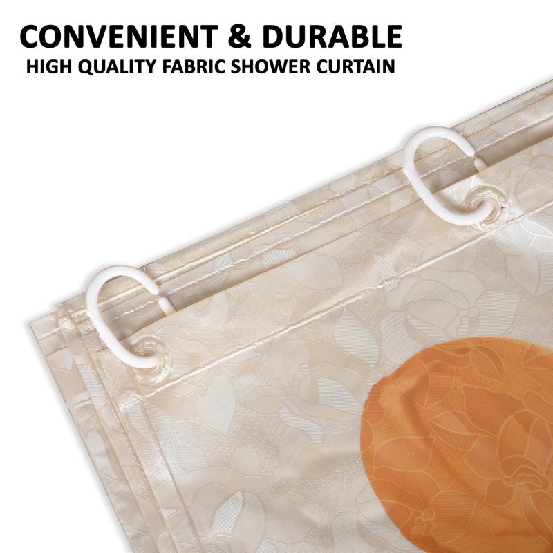 Kuber Industries (Pack of 4) Shower Curtain | 7 Feet | PVC Waterproof Window Curtain | Bathroom Shower Curtain | AC Curtains | Curtains for Bathtub | 8 Rings Curtain | Dot Painting | Golden - Image 2