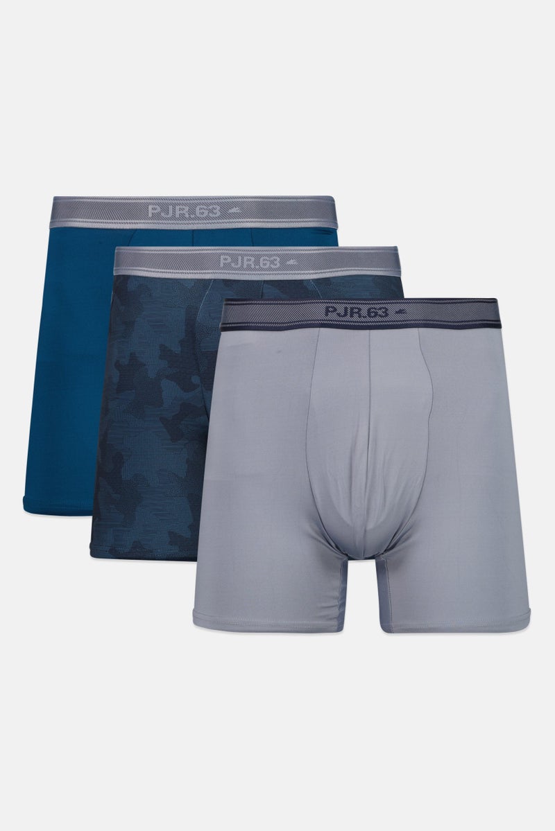 Pajar Men 3 Pieces Brand Logo Boxer Brief, Navy  - Image 1