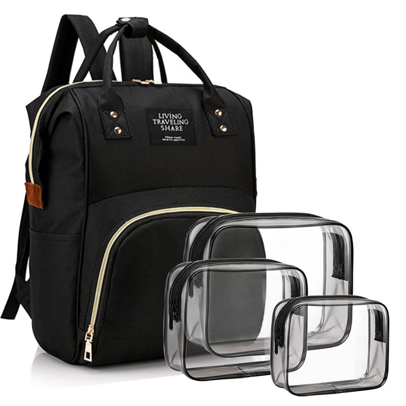 Timberer Diaper Bag with Organizing Pouches Nappy Bags Handbag Multifunction Diaper Bag for Baby Care Travel Backpack Large Capacity Black - Image 2
