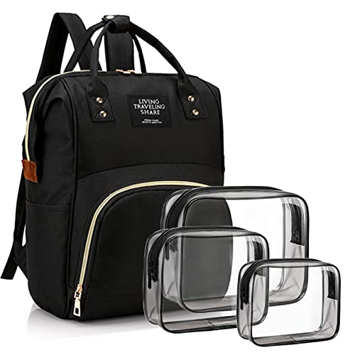 Timberer Diaper Bag with Organizing Pouches Nappy Bags Handbag Multifunction Diaper Bag for Baby Care Travel Backpack Large Capacity Black - Image 1