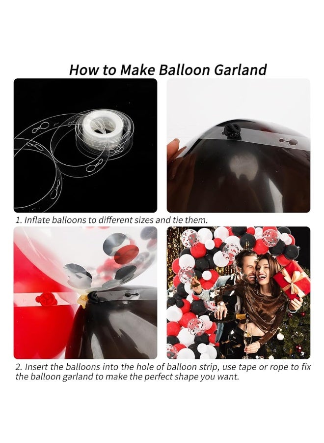 RUBFAC 133pcs Red Black White Balloons Garland Arch Kit, Red and Black White Balloons Arch with Confetti Balloons for Shower Birthday Graduation Racing Car Poker Card Decorations Supplies - Image 1