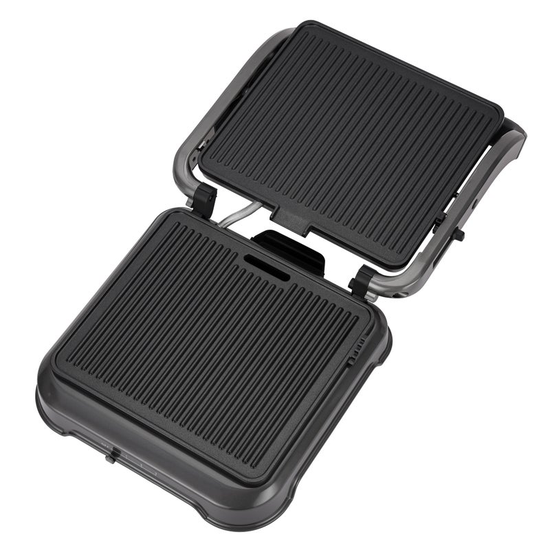 Geepas 2000 W Grill Maker- GGM36539/ Fixed Die Cast Plates, Non-Stick for Easy Release and Quick Cleanup and Heat Up/ Cool Touch Handle, Perfect for Grilled Sandwiches, BBQ Design, Fit Any Type or Size of Food, Meat, Snack/ Black and Silver, 2 Years Warranty 4 Slices 2000 W GGM36539 BLACK AND SILVER - Image 4