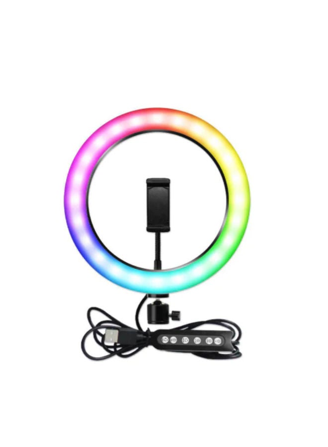 MJ26 RGB LED Ring Light 26cm 10-inch multicolor off white light with Phone Clip wall Phone Video Beauty Fill Light - TikTok Light - Musically Light