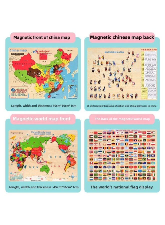 Magnetic China World Map Puzzle Children's Educational Toys Intellectual Development 3-4-6 Years Old 8 Girls Boys Building Blocks-Color:Map Of China 【Deluxe Three-Piece Set】】 - Image 4