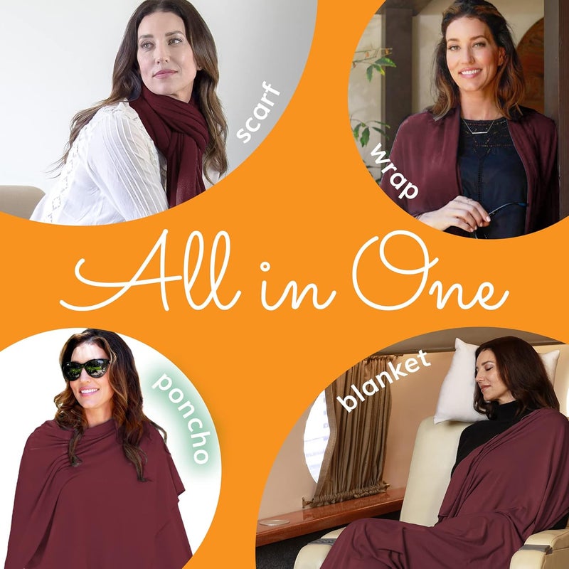 Happyluxe Travel Shawl Wraps for Women - 68x35in Wrap. Lightweight Pashmina, Airplane Travel Blanket Scarf. Made In USA - Image 2