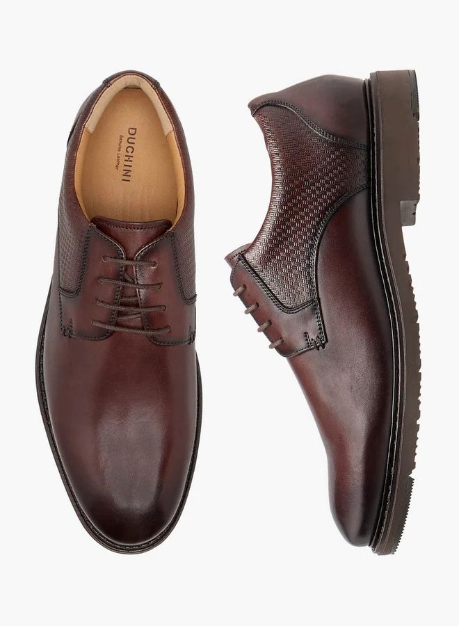 دوتشيني Men Lace-Up Leather Derby Shoes