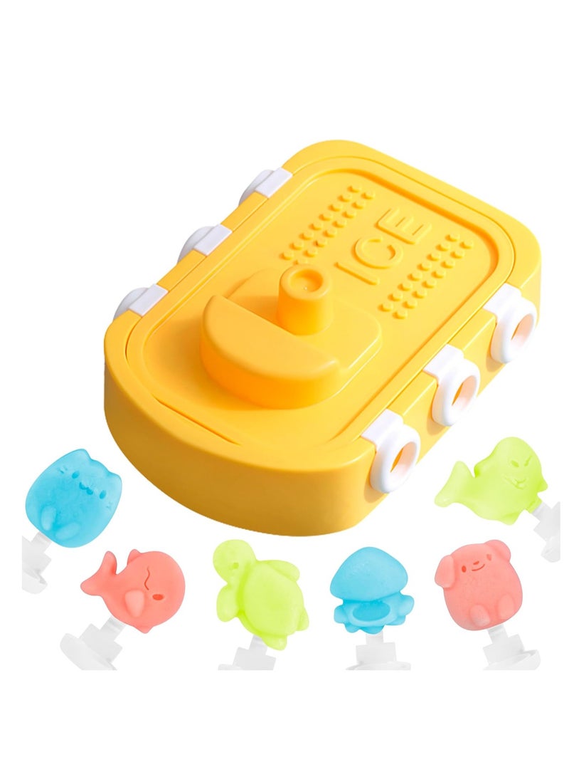 YelaJoy Popsicle Molds Homemade,  Reusable Easy-Off Popsicle Molds with Cartoon Shape, Easy Release Baby Ice Pop Molds for Toddlers (Yellow) - Image 1