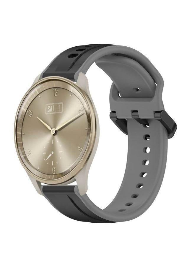 Generic - Replacement Strap For Garmin Vivomove Trend 20mm Convex Loop Two-Color Silicone Watch Band Black+Grey - Image 1