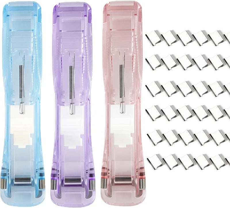 Portable Binder Clip Stapler with 100 Reusable Clips Mini Handheld Office Stapler - Image 1