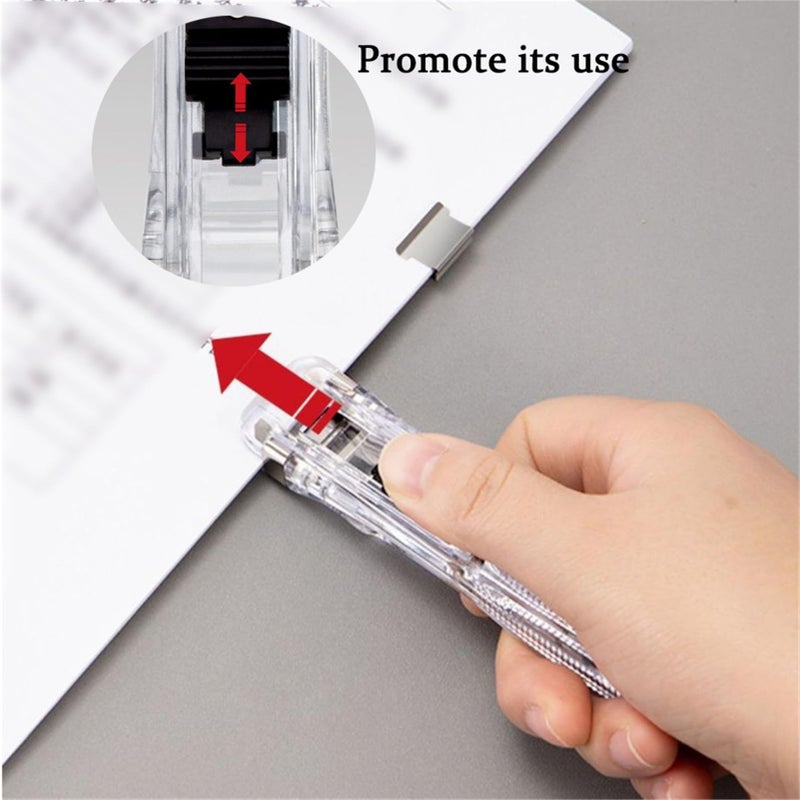 Portable Binder Clip Stapler with 100 Reusable Clips Mini Handheld Office Stapler - Image 5