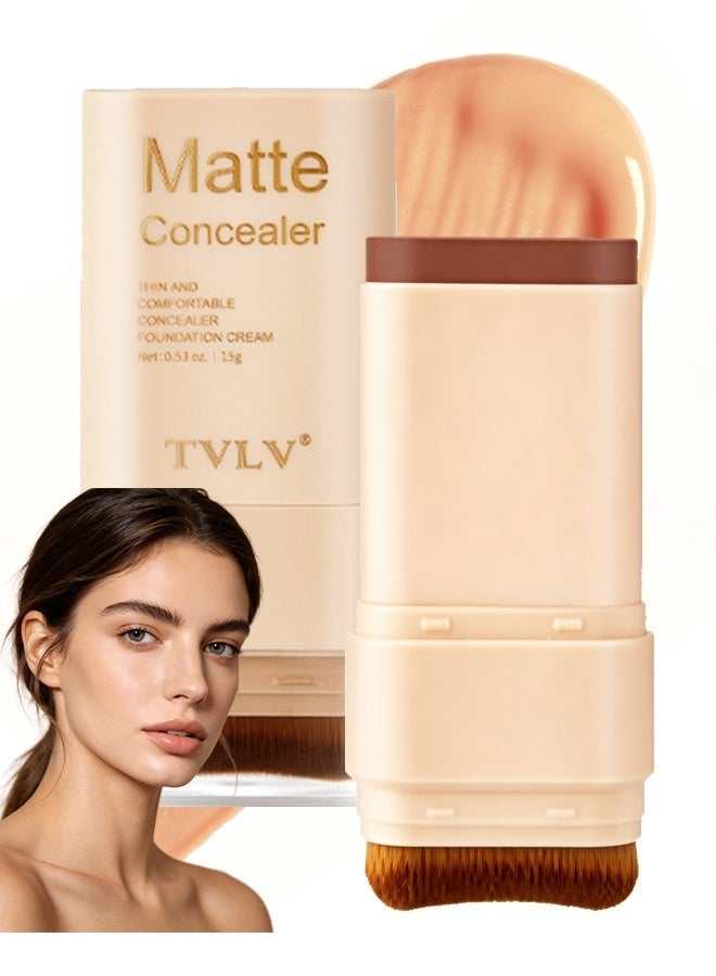 TVLV Matte Concealer Stick，2 in 1 Dual-Ended Eraser Contour Stick with Brush, Tinted Moisturizer, Skin Tint, Face Foundation, Radiant & Dewy Finish for Face Makeup, Sheer to Medium Coverage #09 - Image 1