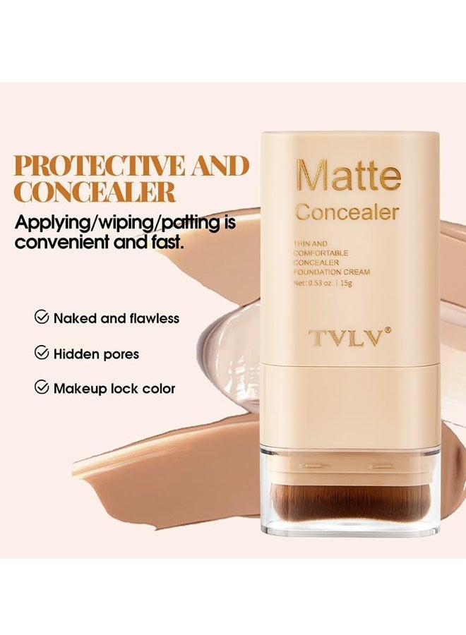 TVLV Matte Concealer Stick，2 in 1 Dual-Ended Eraser Contour Stick with Brush, Tinted Moisturizer, Skin Tint, Face Foundation, Radiant & Dewy Finish for Face Makeup, Sheer to Medium Coverage #09 - Image 3