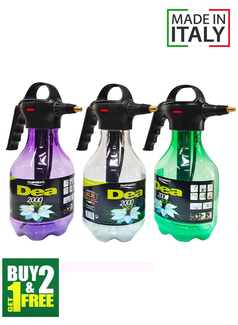 Volpi 2L Hand Pressure Water Sprayer, Spray Bottle with Adjustable Pressure Nozzle - Buy 2 Get 1 FREE