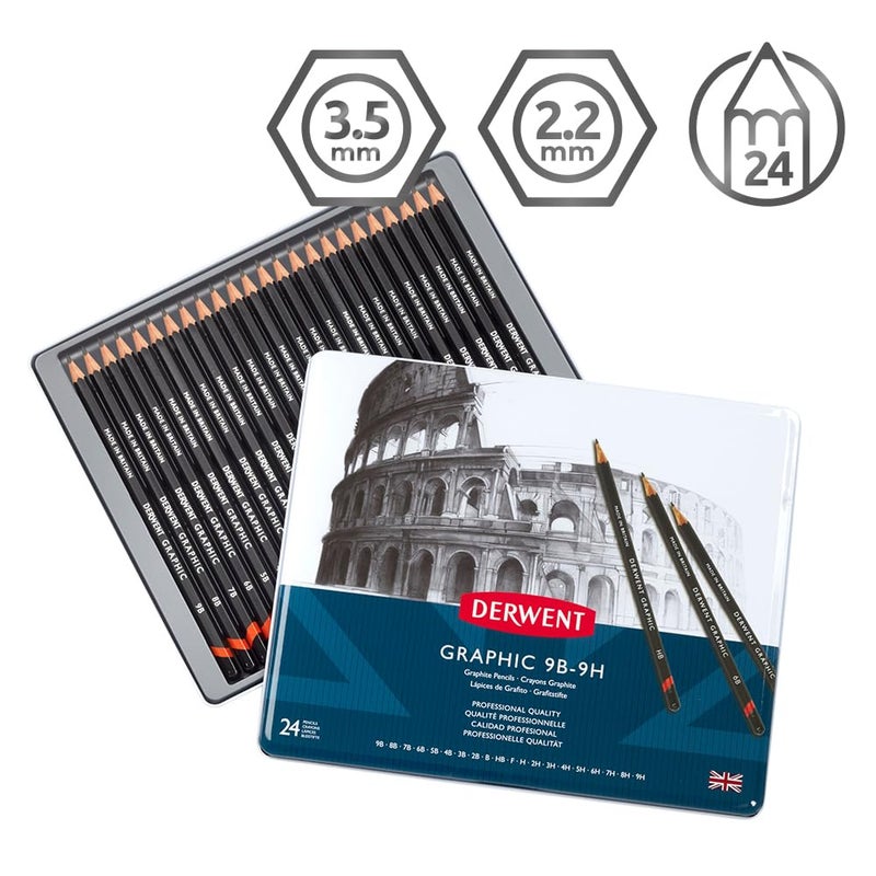 Derwent Graphic Full Set of Graphite Drawing Pencils Drawing Writing Ideal For Sketching Professional Quality 34202 Set of 24 9B9H - Image 2