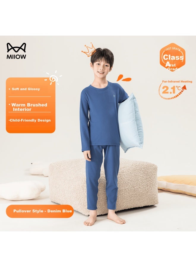 MIIOW Kids Thermal Underwear Pure Cotton Boys And Girls Autumn Long Johns Double-layer Quilted Thickened Set Autumn Winter - Image 1