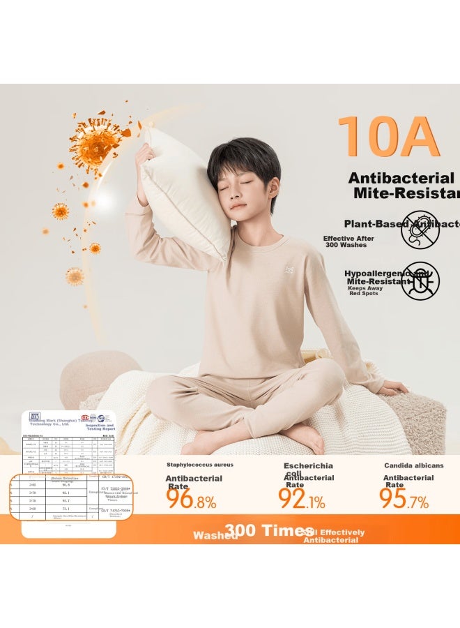 MIIOW Kids Thermal Underwear Pure Cotton Boys And Girls Autumn Long Johns Double-layer Quilted Thickened Set Autumn Winter - Image 3