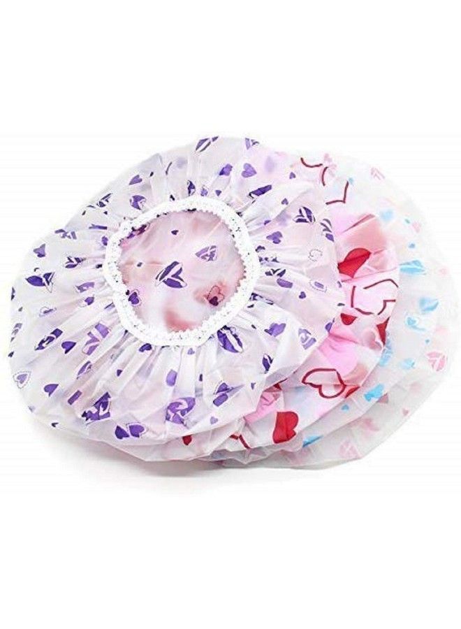 CHEM-AB ENTEREPIRSE Set Of 3Pc Reusable Printed Shower Cap With Elastic Band For Home Use Salons Spa Hair Treatment Beauty Parlours For Both Men And Women Bathing Accessorymulti Color - Image 2
