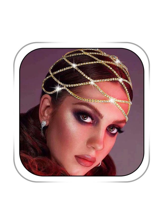 Fdesigner إكسسوارات رأس قبعة الراينستون غاتسبي سلسلة رأس فلابر مجوهرات شعر كليوباترا ماسكارد للنساء إكسسوارات شعر للحفلات والمهرجانات (ذهبي-عتيق) - Image 1