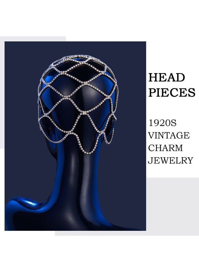 Fdesigner إكسسوارات رأس قبعة الراينستون غاتسبي سلسلة رأس فلابر مجوهرات شعر كليوباترا ماسكارد للنساء إكسسوارات شعر للحفلات والمهرجانات (ذهبي-عتيق) - Image 3