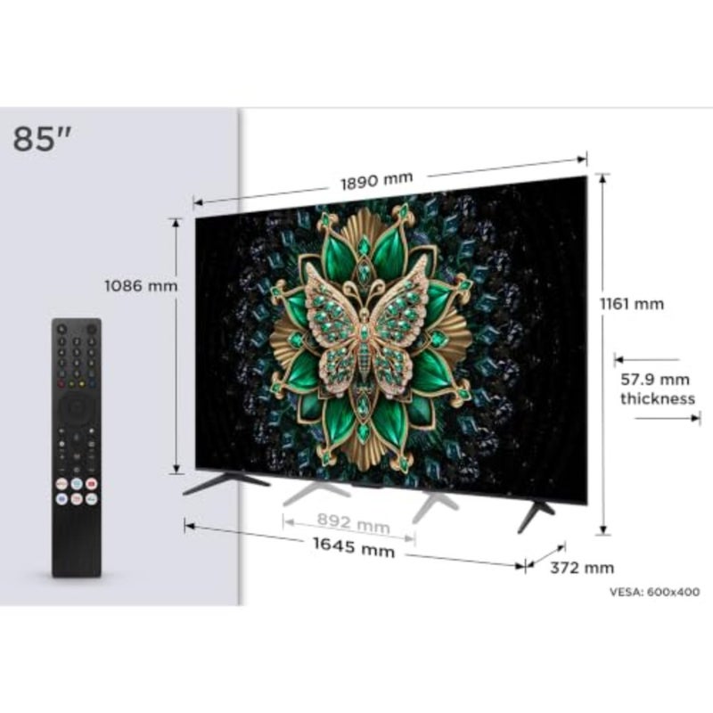 تلفزيون جوجل الذكي 85 بوصة C61K Premium QD-MiniLED 4K موديل 2026 - لوحة HVA، معالج AiPQ Pro، ONKYO 2.1 Hi-Fi، 144 هرتز Pro Gaming، أسود - Image 2