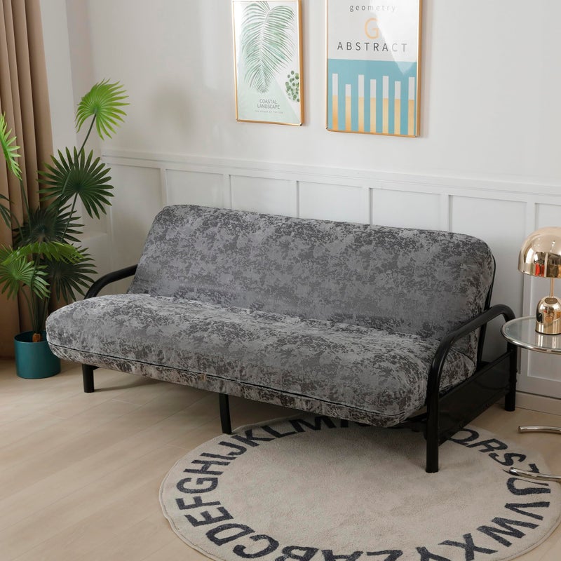 OctoRose Full Size 54x75x8inch 3 Side Zipper Chenille Grey Relif Futon Cover Sofa Daybed Couch Mattress Slipcover (Chenille-Grey-Relief, Full Size) - Image 1