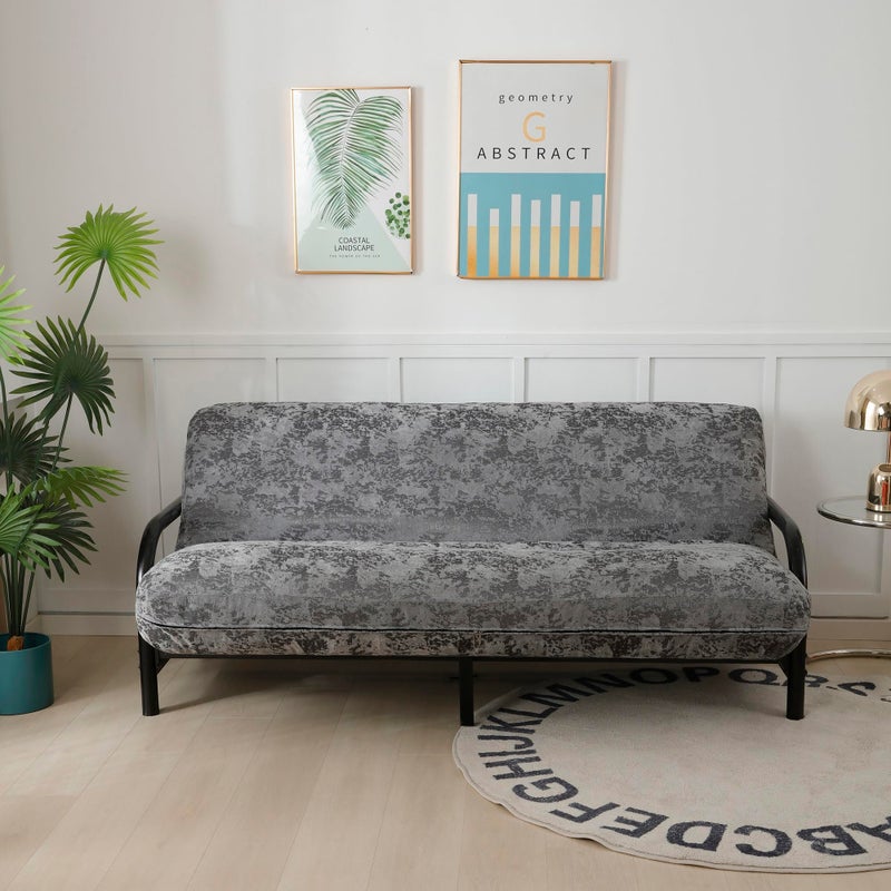 OctoRose Full Size 54x75x8inch 3 Side Zipper Chenille Grey Relif Futon Cover Sofa Daybed Couch Mattress Slipcover (Chenille-Grey-Relief, Full Size) - Image 2