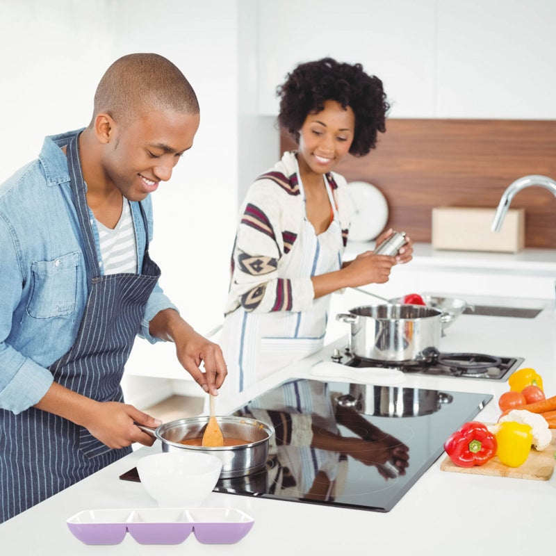 🍳 طبق حلويات بثلاثة أقسام للاستخدام المنزلي أبيض أنيق بحجم 12 في 3 سم لتخزين الطعام - Image 5