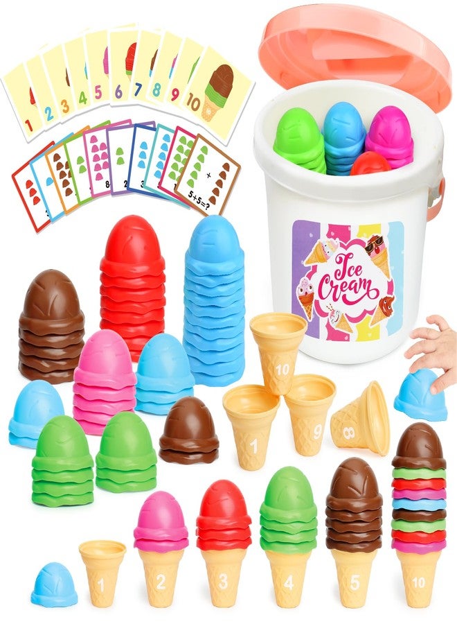 Fegalop Ice Cream Toy Counting and Color Sorting Set for Toddlers, Montessori Preschool Kindergarten Learning Activities Fine Motor Skill Toys, Number Math Games Learning Toy Gifts for Kids Boys Girls Age 3-5 - Image 1
