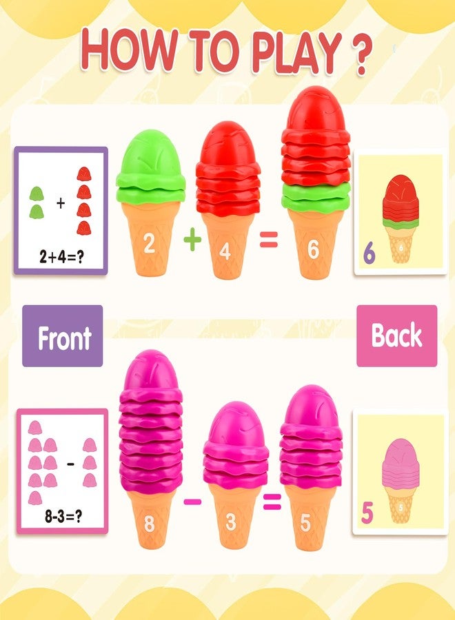 Fegalop Ice Cream Toy Counting and Color Sorting Set for Toddlers, Montessori Preschool Kindergarten Learning Activities Fine Motor Skill Toys, Number Math Games Learning Toy Gifts for Kids Boys Girls Age 3-5 - Image 4