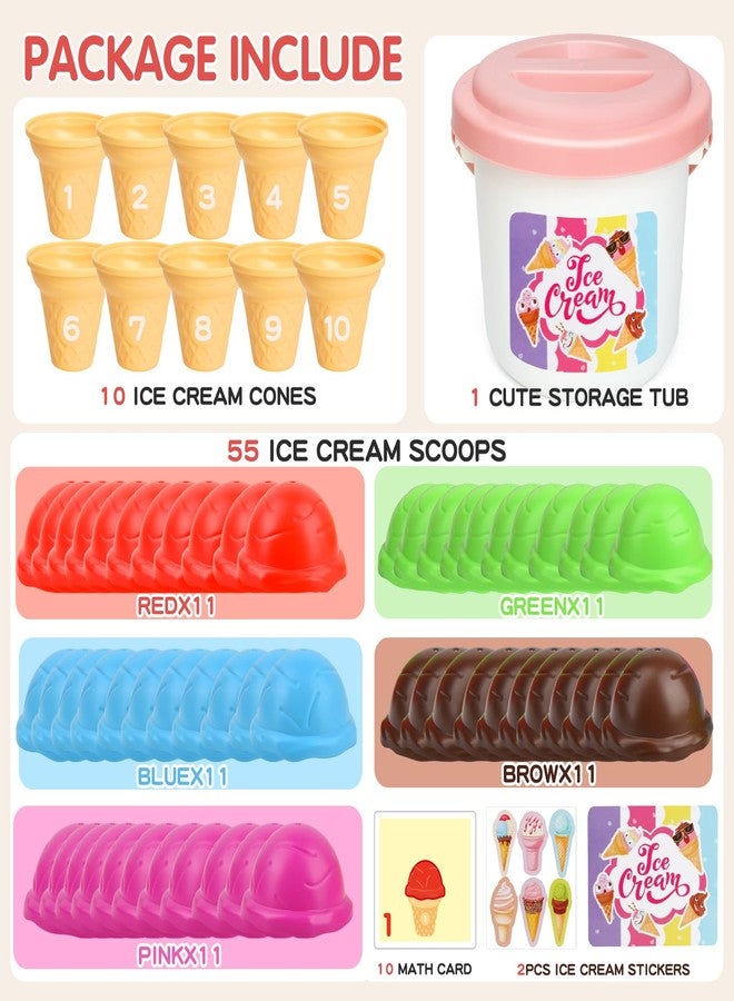 Fegalop Ice Cream Toy Counting and Color Sorting Set for Toddlers, Montessori Preschool Kindergarten Learning Activities Fine Motor Skill Toys, Number Math Games Learning Toy Gifts for Kids Boys Girls Age 3-5 - Image 2