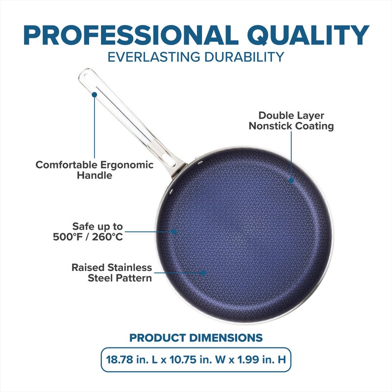 Viking 3-Ply Non Stick Frying Pan, 10 Inch Hybrid Plus Stainless Steel Kitchen Cookware, Silver - Image 5