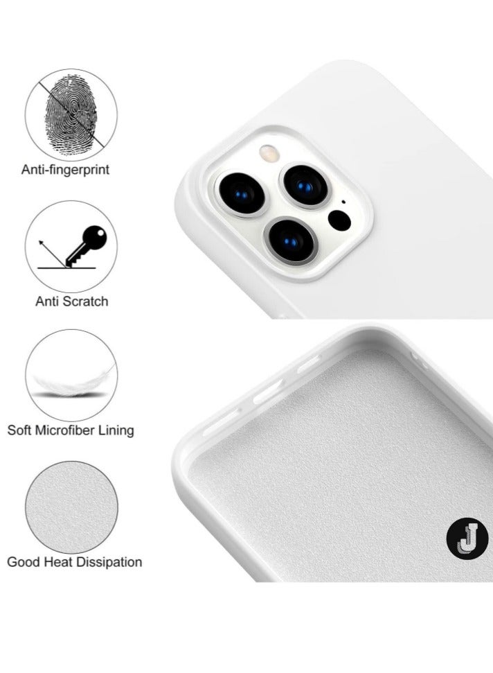 JAJEEK Premium Soft Liquid Silicone Case for iPhone 16 Pro – Silky Soft Touch Full-Body Protective Bumper (White) - Image 4