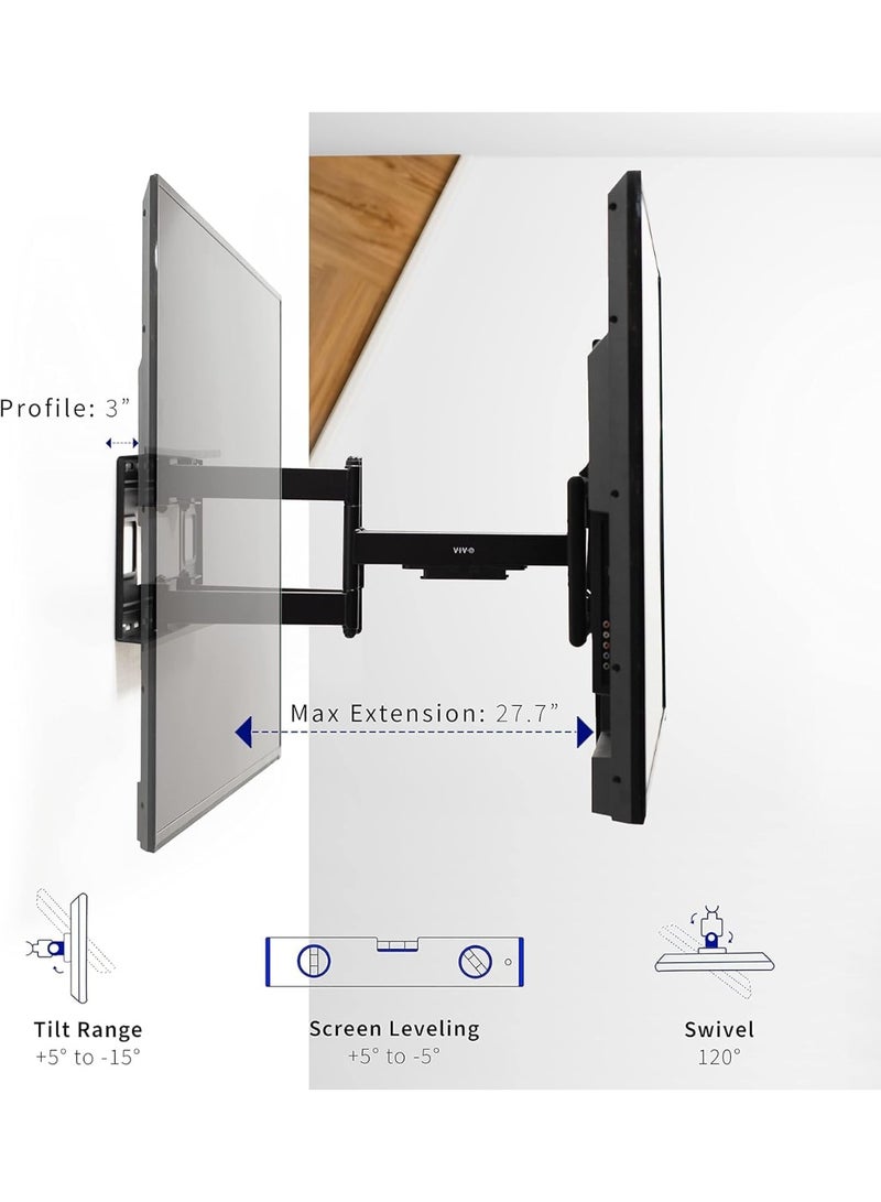 Heavy-Duty Wall Mount TV Bracket for 60-120 Inch Flat/Curved LCD LED Screens, Full Motion Arm, Max VESA 900x600mm, Black – Model 91-LPA77696 - Image 5
