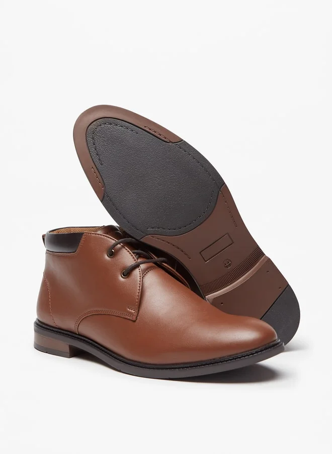 ل ب ل Men Solid Chukka Boots with Zip Closure