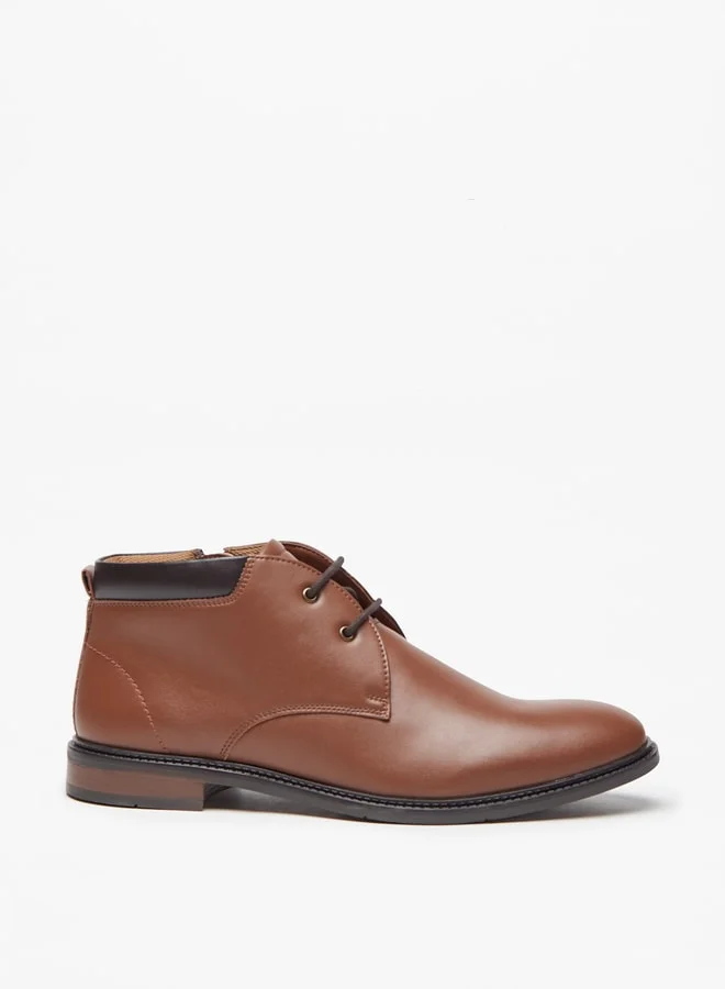 ل ب ل Men Solid Chukka Boots with Zip Closure