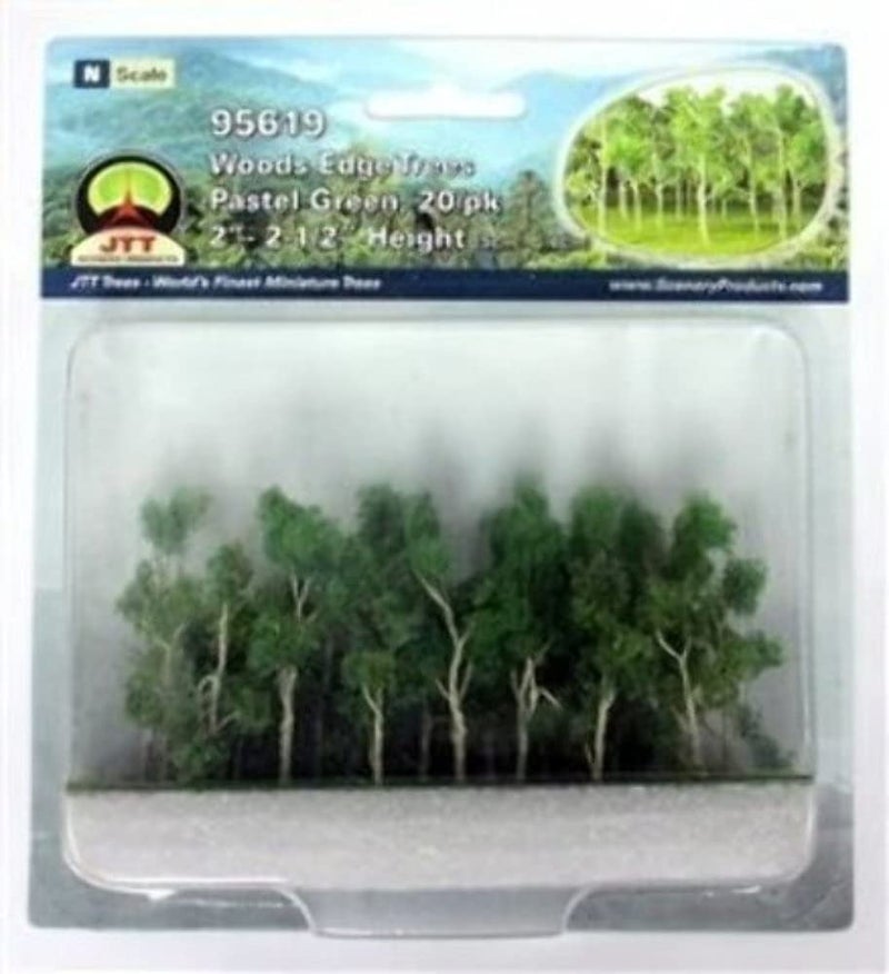 JTT Woods Edge Trees Pastel Green 2'' to 2.5'' N-scale 20/pk - Image 1