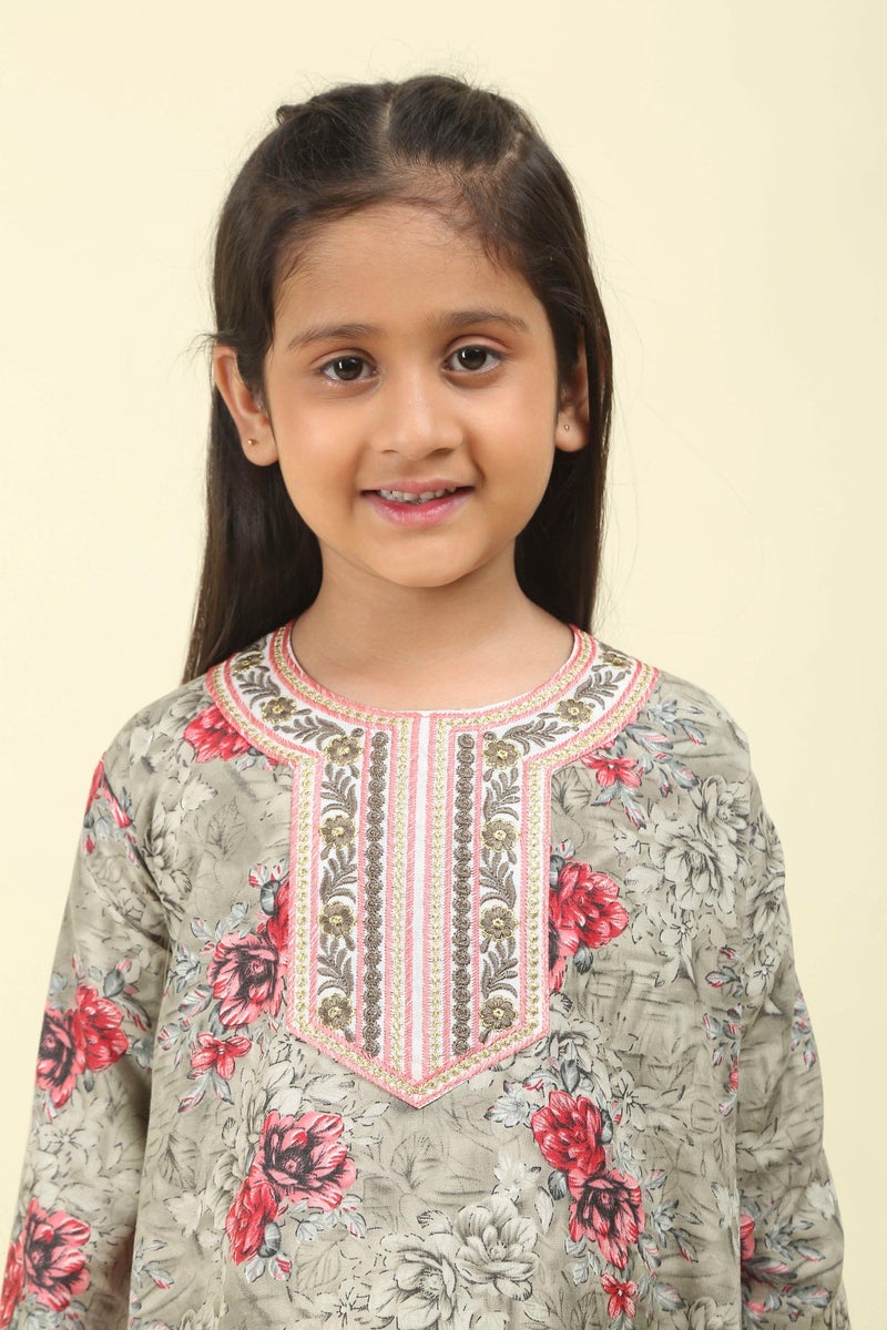 HANA & SARA Girls Arabic Floral Print Jalabiya – Modest Long Sleeve Ethnic Dress for Kids - Image 4