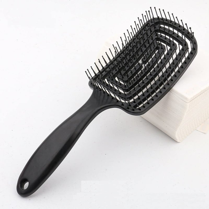 TOMATUS 1 Pcs Vent Brush AntiStatic Curved Vent Hair Comb Massager Hair Brush Flex Styling Blow Drying Glide Salon Hairdressing Tool for Hair Detangler Black - Image 3