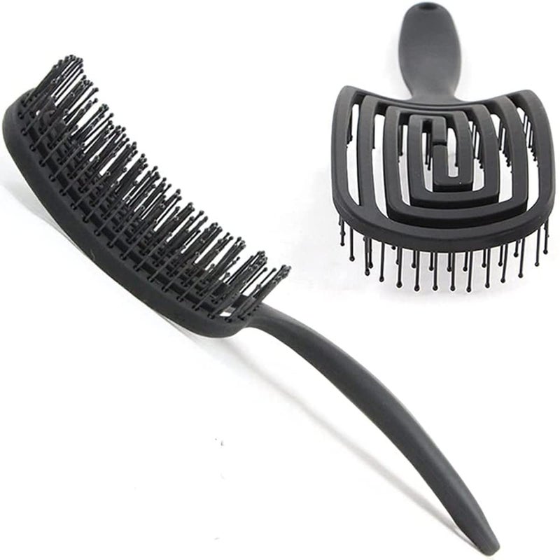 TOMATUS 1 Pcs Vent Brush AntiStatic Curved Vent Hair Comb Massager Hair Brush Flex Styling Blow Drying Glide Salon Hairdressing Tool for Hair Detangler Black - Image 4