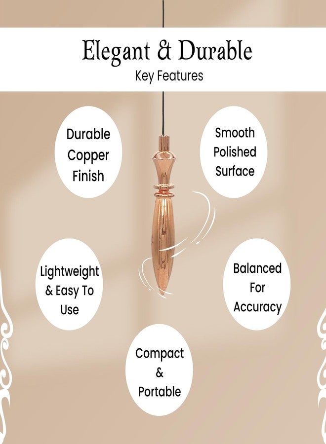 Plus Value Deluxe Copper Plated Metal Dowsing Pendulum for Reiki Crystal Chakra Healing Dowser Yes No Answers Prediction (4 Premium Charts & Jute Bag) - Image 4