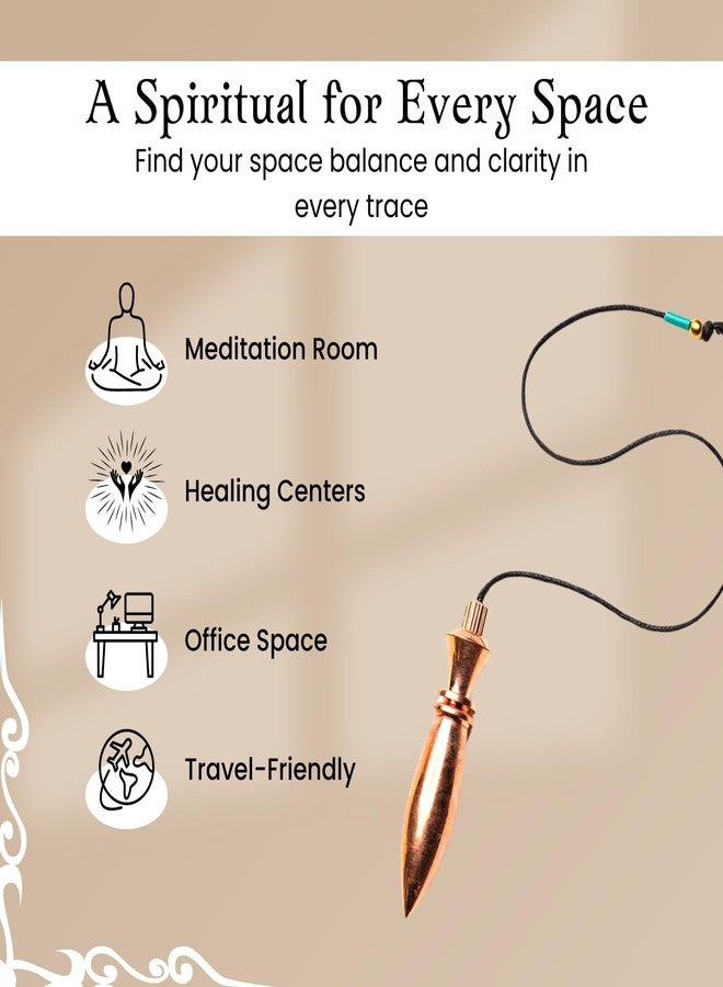 Plus Value Deluxe Copper Plated Metal Dowsing Pendulum for Reiki Crystal Chakra Healing Dowser Yes No Answers Prediction (4 Premium Charts & Jute Bag) - Image 3