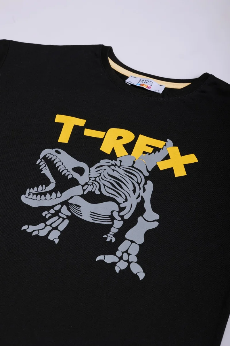 Mrs & Kids T-Rex Oversize Boy's Printed Crew Neck 100% Cotton T-Shirt