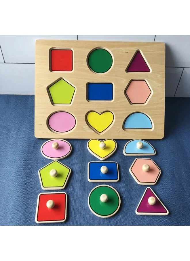 null - Mengshi Early Education Development Children's Educational Toys Handheld Board Puzzle Cognitive Matching 3D Shape Early Education Intelligence-Color:Fruit - Image 1