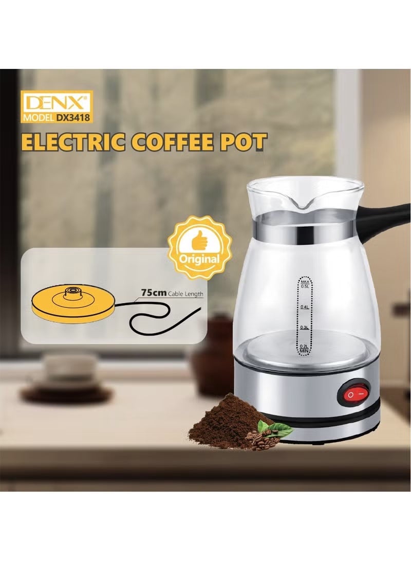 Denx Harbour Delights - Denx Turkish Coffee Pot with Handle Stainless Steel Electric Coffee Maker Hot Water Kettle - DX3418 - Image 4