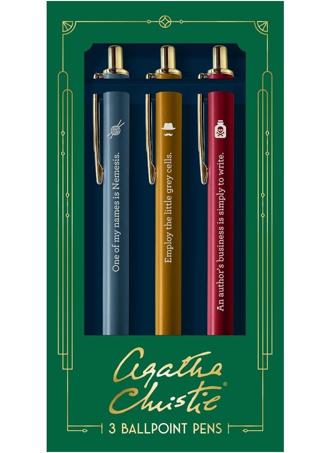 Chronicle Books Agatha Christie Pen Set: 3 Ballpoint Pens  - Image 1